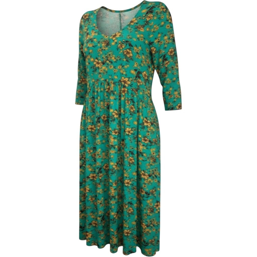 Agnes & Dora Floral Empire Waist Dress Womens Large Green Long Sleeve Casual